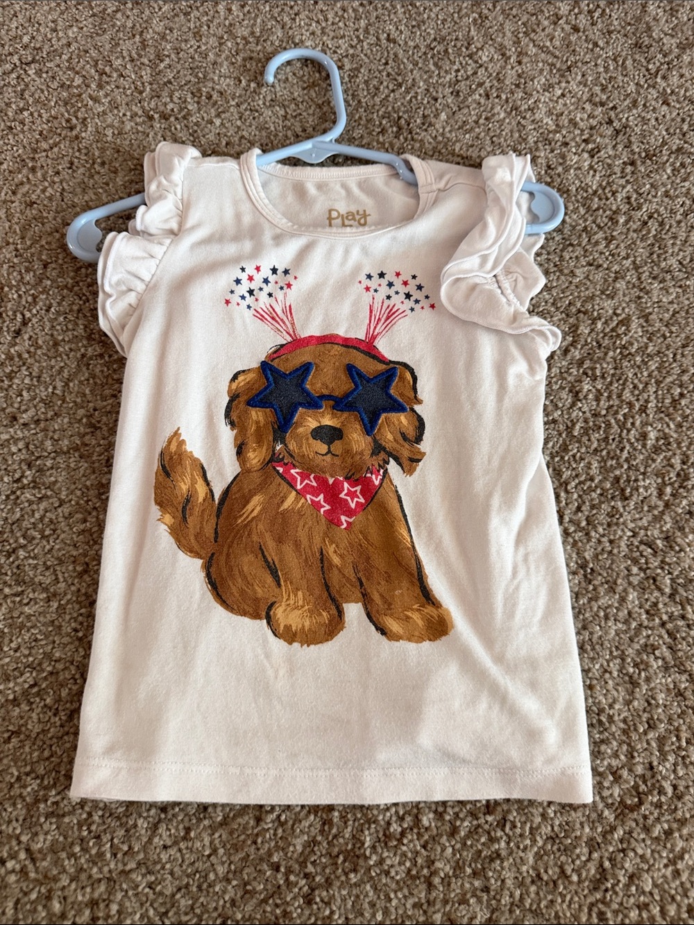 Little Sleepies Patriotic Puppy Ruffle Top Girls 2T